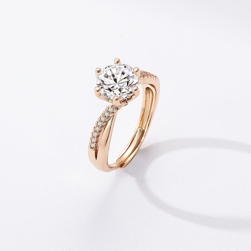 Luxury Ring Twisted Arm Six-claw