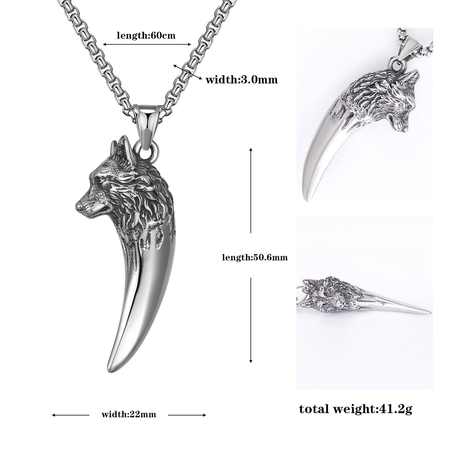 Hip Hop Retro Wolf Head Titanium Steel Necklace