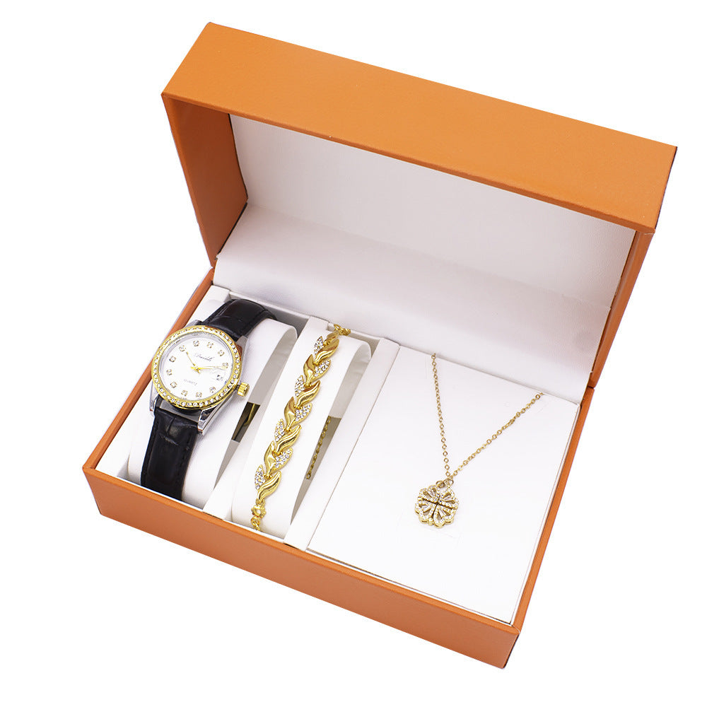 Uhr Damen Neues Geschenkset Halskette Armband Dreiteiliges Set