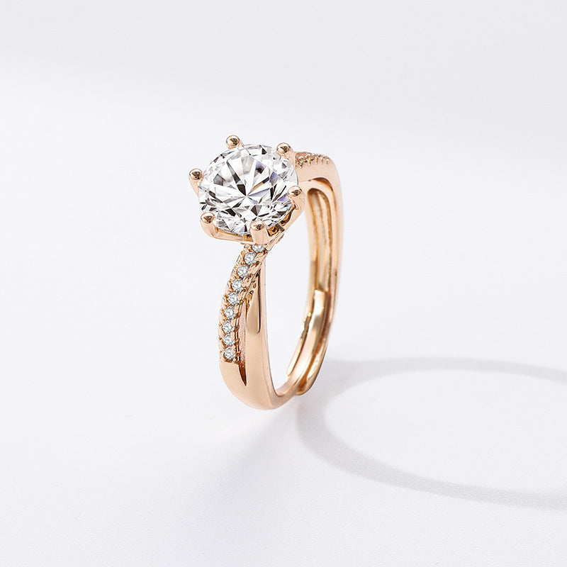 Luxury Ring Twisted Arm Six-claw