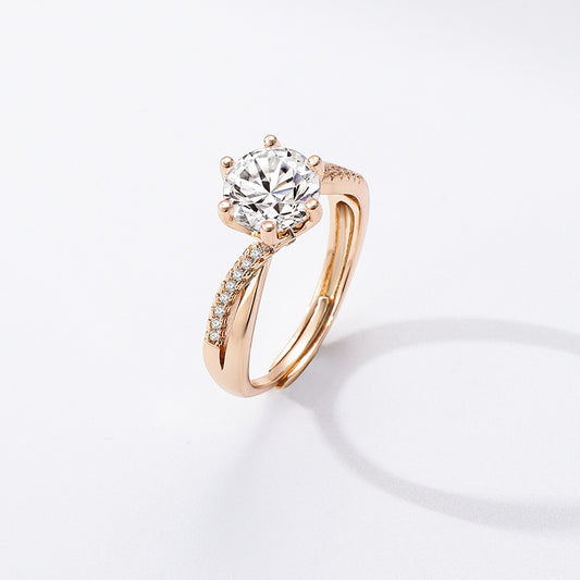 Luxury Ring Twisted Arm Six-claw