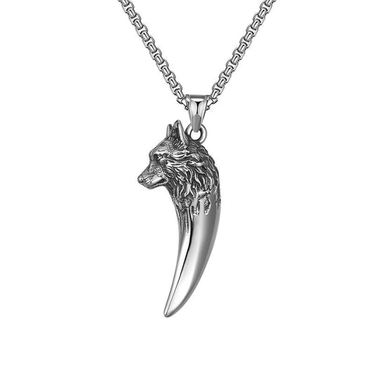 Hip Hop Retro Wolf Head Titanium Steel Necklace