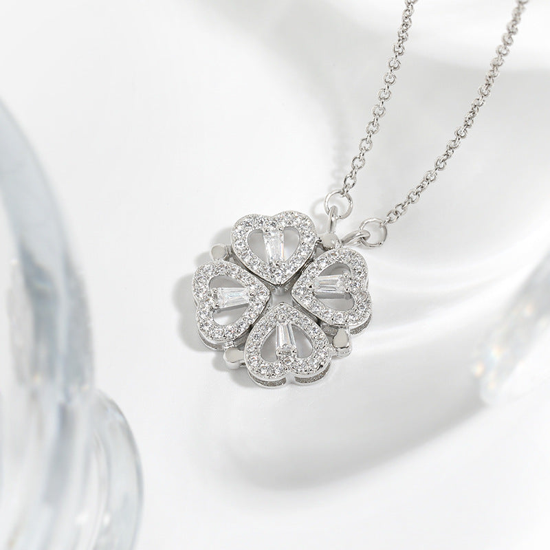 Double Charm Necklace – Heart & Clover