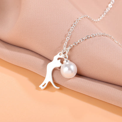 Cat Pearl Pendant Necklace