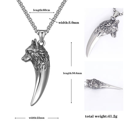 Hip Hop Retro Wolf Head Titanium Steel Necklace