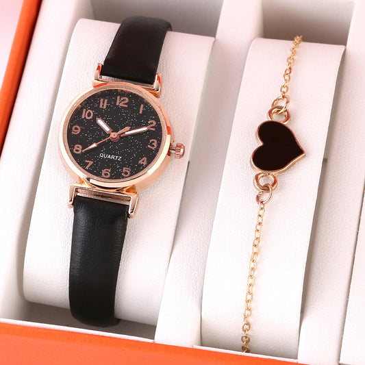 Coffret bracelet cœur et montre à quartz pour femme