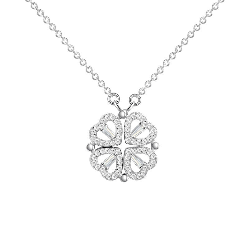 Double Charm Necklace – Heart & Clover